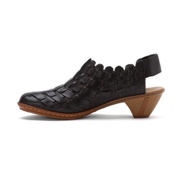 rieker sina leather woven heeled shoes